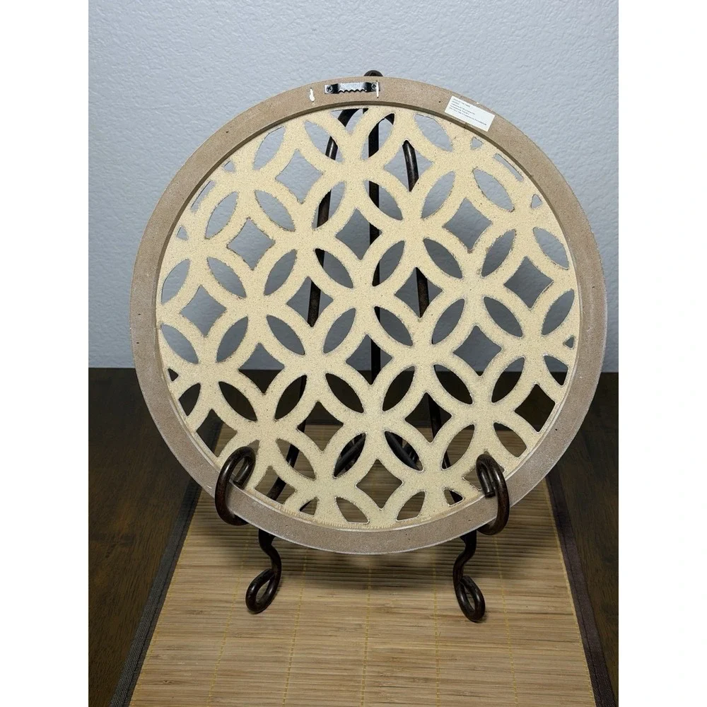 Wood Wall Flower Of Life Medallion Distressed White Scrolled 14